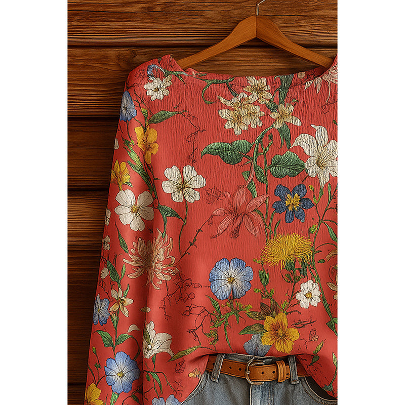 Women’s Fall Wildflower Print Long Sleeve T-Shirt FitiqueFit