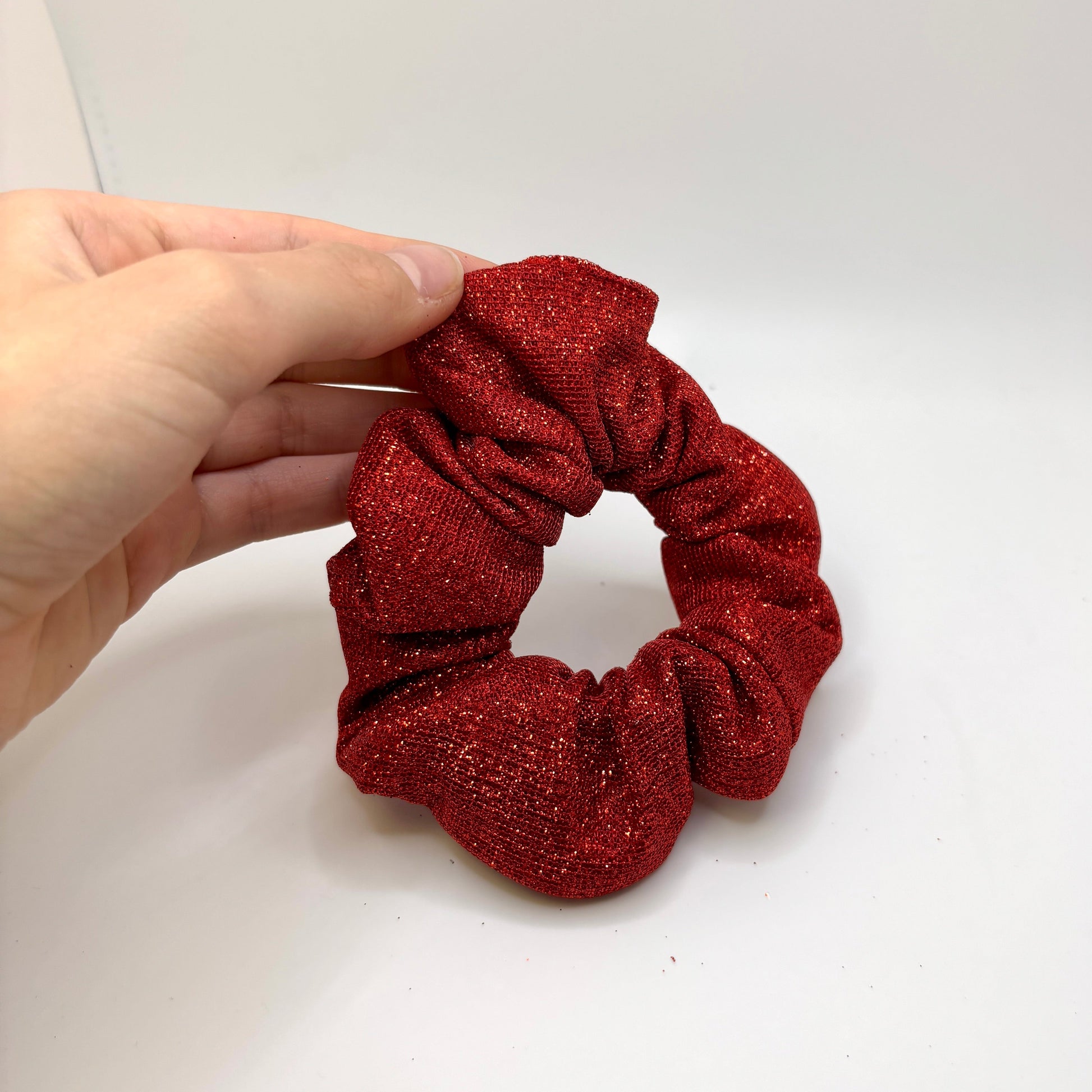 Mini Bright Red Sparkle Scrunchie Enchanted Scrunch