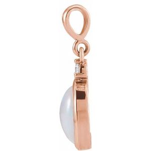 14K Rose 6x4 mm Natural Ethiopian Opal & .015 CT Natural Diamond Pendant Ethereal Legacy Boutiques