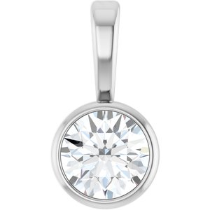 14K White 1/6 CT Natural Diamond Bezel-Set Solitaire Pendant Ethereal Legacy Boutiques