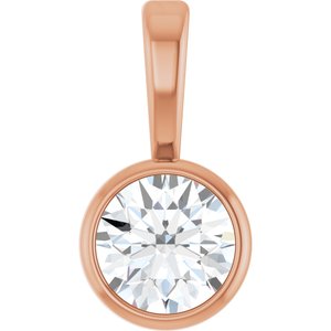 14K Rose 1/6 CT Natural Diamond Bezel-Set Solitaire Pendant Ethereal Legacy Boutiques
