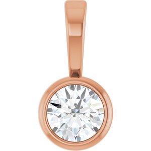 14K Rose .06 CT Natural Diamond Bezel-Set Solitaire Pendant Ethereal Legacy Boutiques