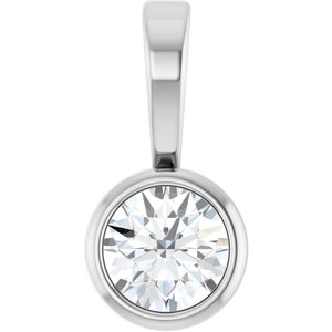 14K White .06 CT Natural Diamond Bezel-Set Solitaire Pendant Ethereal Legacy Boutiques