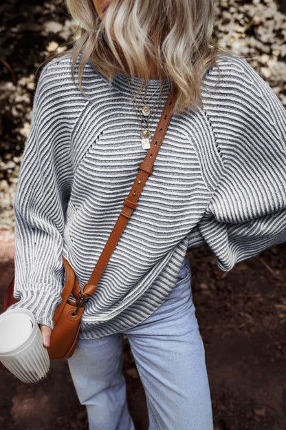 Stripe Ribbed Knit Boat Neck Sweater Shop Style & More | Fresh Looks, Everyday Deals & Free Shipping