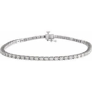 14K White 3 CTW Natural Diamond Line 7 1/4" Bracelet Ethereal Legacy Boutiques