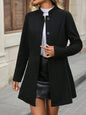 Women’s Elegant Stand Collar Slim Jacket – Button Front A-Swing Long Sleeve Coat FitiqueFit