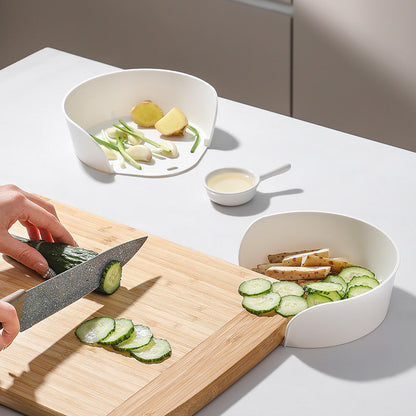 Vegetable board corner storage stir fry and side dish plate round white vegetable preparation plate