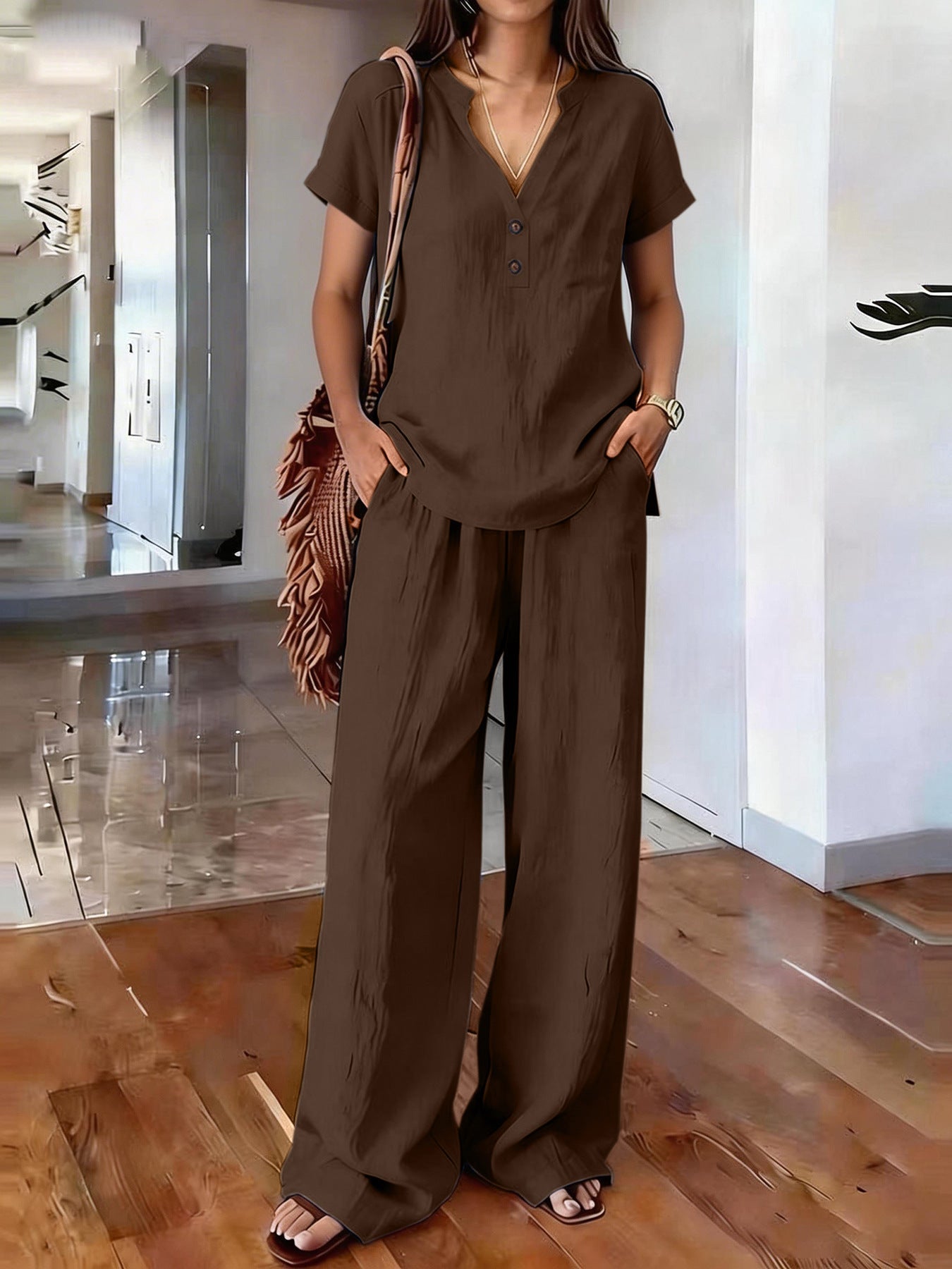Women’s Casual Solid Color Two Piece Set FitiqueFit