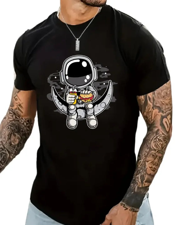 Cartoon Astronaut Shirt for Men – Casual Summer Streetwear Tee FitiqueFit