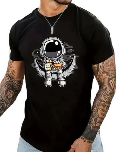 Cartoon Astronaut Shirt for Men – Casual Summer Streetwear Tee FitiqueFit