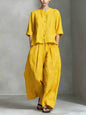 Three-Quarter Sleeve Shirt & Loose Trousers Two-Piece Set FitiqueFit