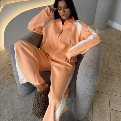 Women’s Long-Sleeve Zip-Up Jacket and Sweatpants Two-Piece Set FitiqueFit
