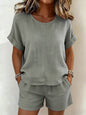 Solid-Color T-Shirt & Shorts Set – Cotton Linen, 10 Colors FitiqueFit
