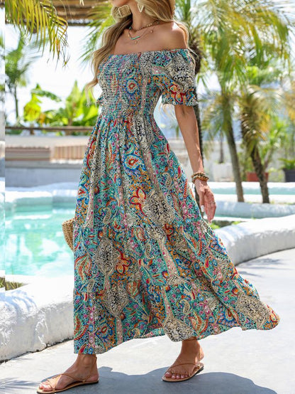 Women’s Paisley One‑Shoulder Maxi Dress FitiqueFit