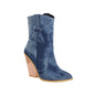 Cowgirl Chic High Heel Ankle Boots - Trendy Denim and Leather Boots for Women Country in My Heart