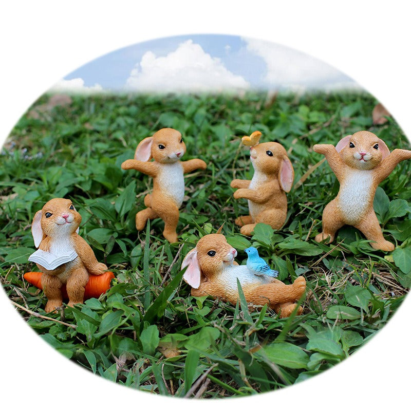 Cute Little Rabbit Plugin Resin Animal Decoration Courtyard Garden