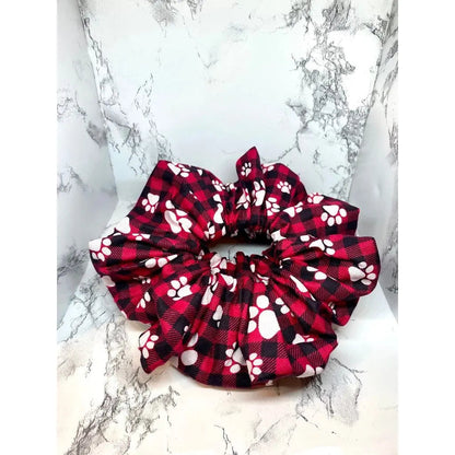 Paw Print Red Buffalo Christmas Scrunchie Enchanted Scrunch