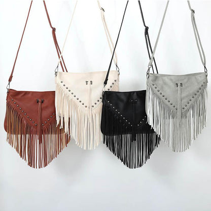 Trendy Riveted Tassel Shoulder Bag – Stylish and Practical Handbag with Tassels and Rivets Country in My Heart