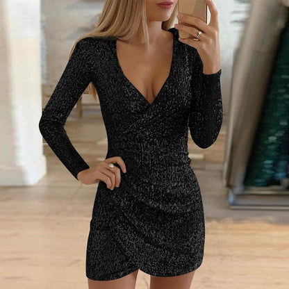 "Elegant V-Neck Sequin Mini Dress – Sexy Tight Fit Party Dress, Glamour for Women" Country in My Heart