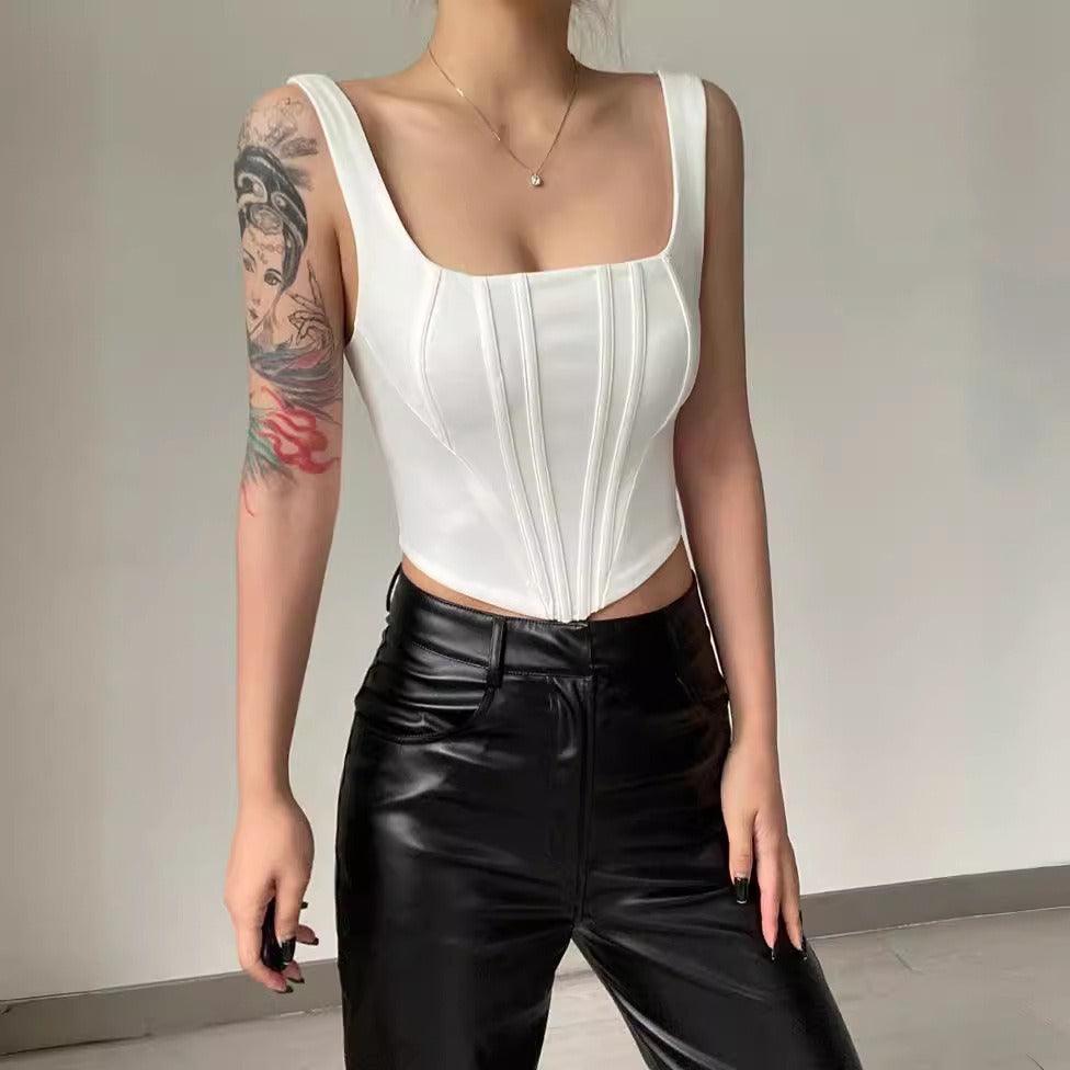 Sizzling Square Collar Low-Cut Vest Top – Sexy Cowgirl Style for the Nightlife Country in My Heart
