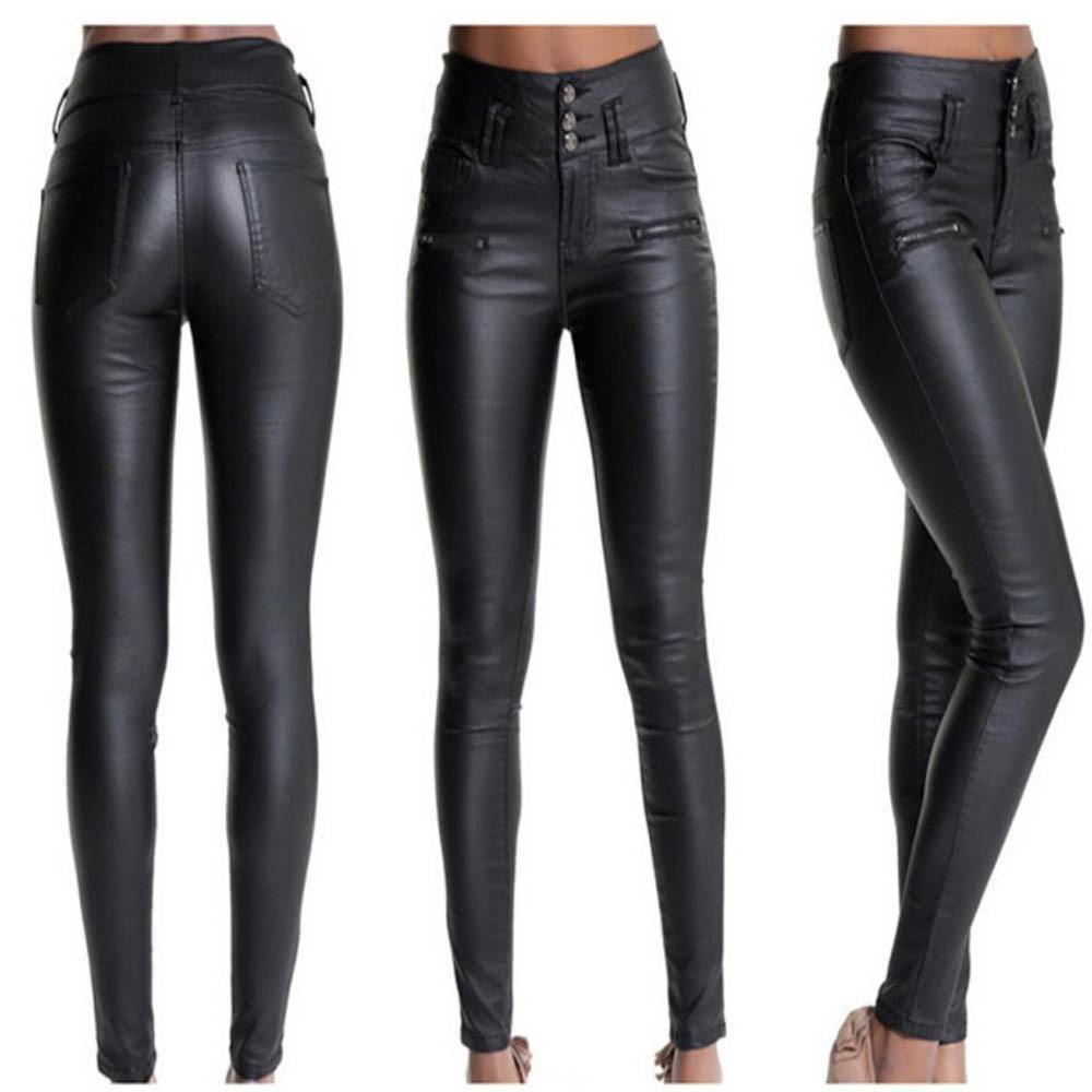 Edgy Rebel High-Waist Skinny Leather Pants – Shiny Black Faux Leather, Street Style, Motorcycle Chic Country in My Heart