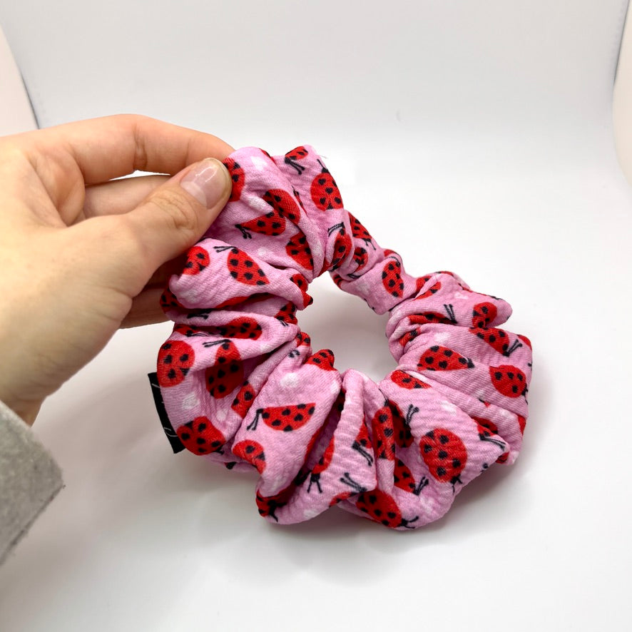 Mini Pink Ladybug Spring Bullet Scrunchie Enchanted Scrunch