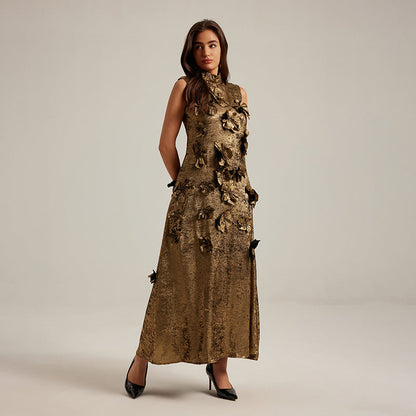 🌸 Three-Dimensional Floral Sleeveless A-Line Dress FitiqueFit