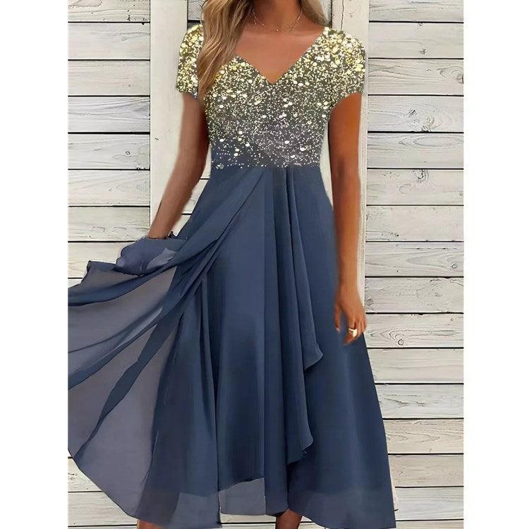 Serene Blooms Chiffon Patchwork Dress | Elegant Floral Dress for Summer Country in My Heart