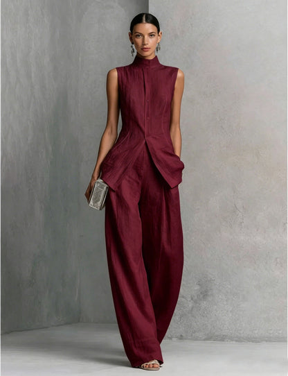 Women's Solid Color Sleeveless Top & Long Pants Two-Piece Set – 4 Colors XS–XXL FitiqueFit
