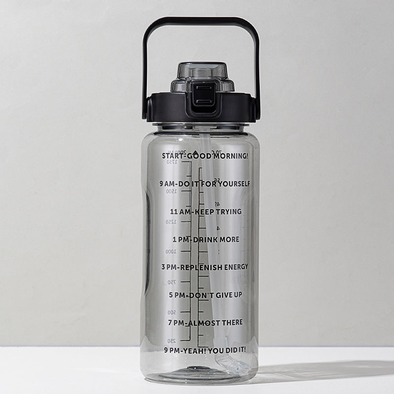 Sports water cup portable large capacity 2000ml plastic cup with straw scale men and women kettle water cup