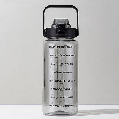 Sports water cup portable large capacity 2000ml plastic cup with straw scale men and women kettle water cup