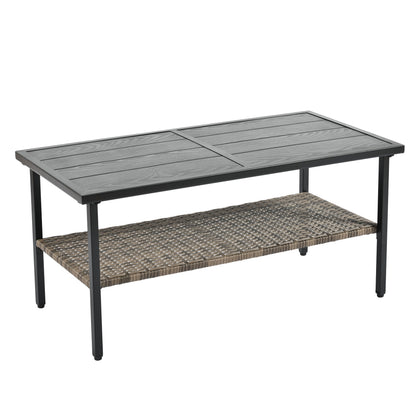 Patio Furniture, Outdoor Furniture, Seasonal PE Wicker Furniture, Four Set Wicker Furniture With Black Metal Table V.I.P Digital Presence