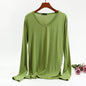 Plus Size Korean V-neck Long Sleeve Casual Top