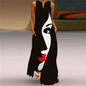 Printed V-neck Sleeveless Maxi Dress