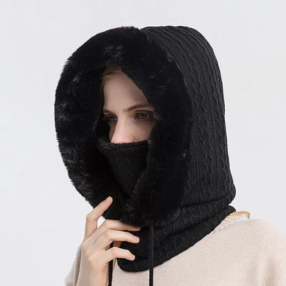 Thicken Knitted Fleece One-Piece Winter Scarf Mask ViralGalleria.com