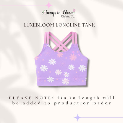 LuxeBloom Longline Tank - Purple Daisies Always In Bloom Clothing Co