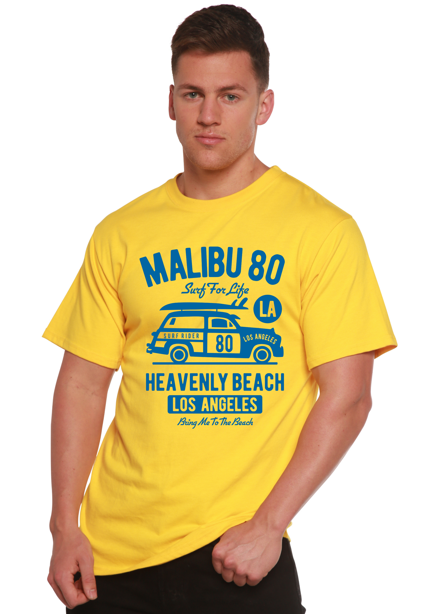 Malibu 80 Men's Bamboo Viscose/Organic Cotton Short Sleeve Graphic T-Shirt Spun Bamboo