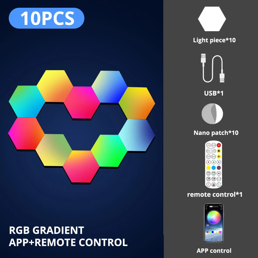 RGB Bluetooth LED Hexagon Light Indoor Wall Lights ViralGalleria.com
