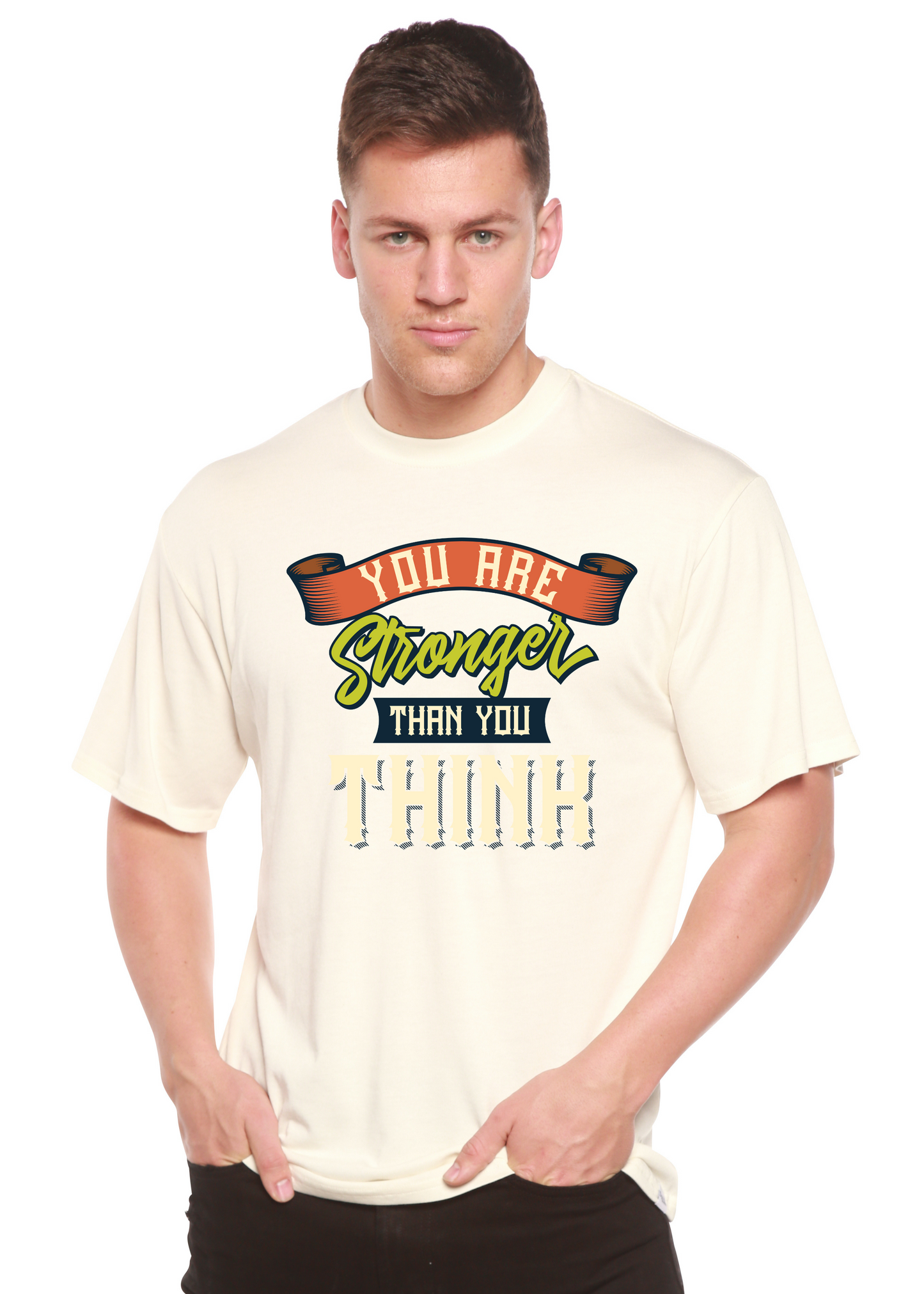You Are Stronger Than You Think Men's Bamboo Viscose/Organic Cotton Short Sleeve Graphic T-Shirt Spun Bamboo