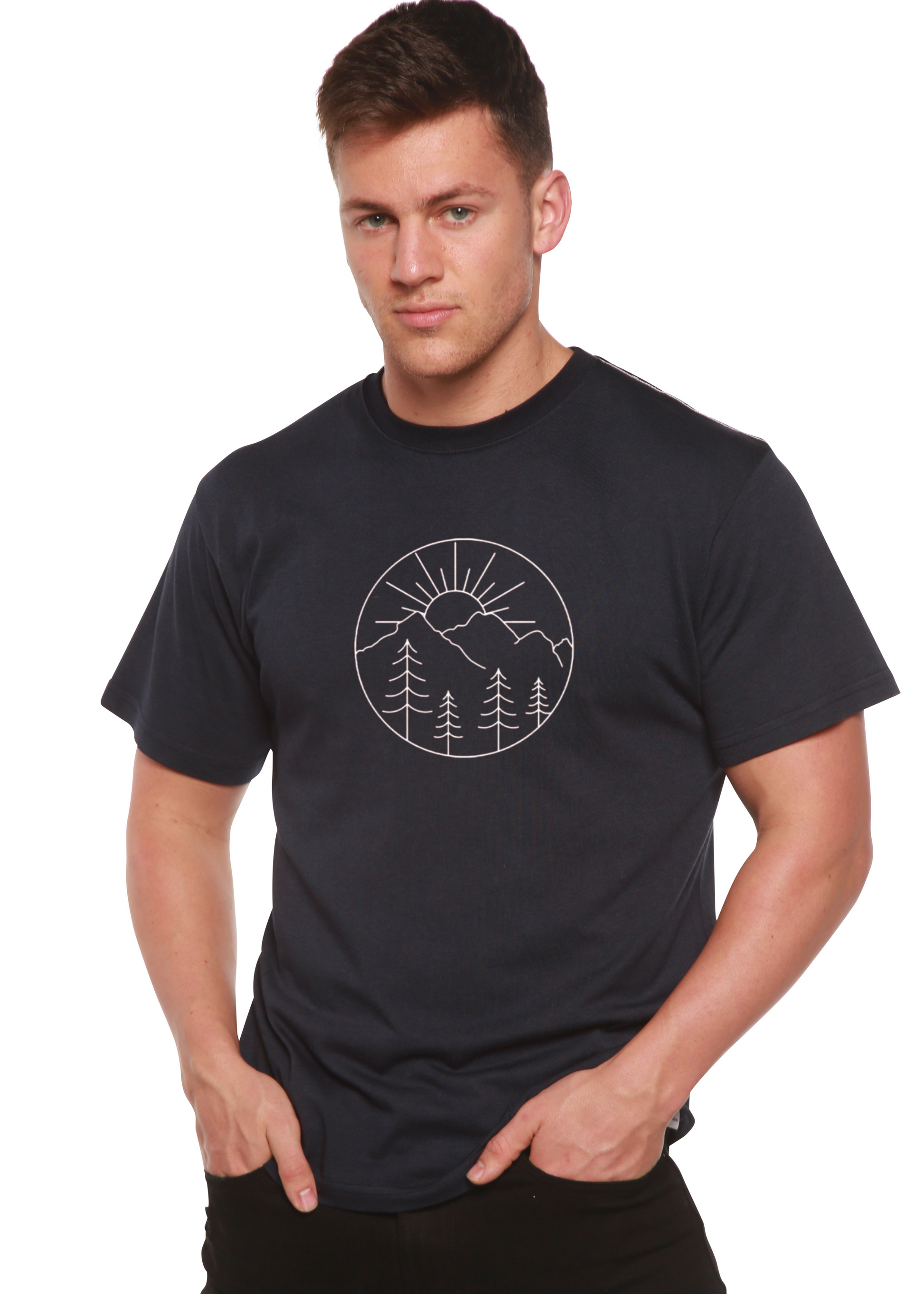 Nature Lover Hike Men's Bamboo Viscose/Organic Cotton Short Sleeve Graphic T-Shirt Spun Bamboo