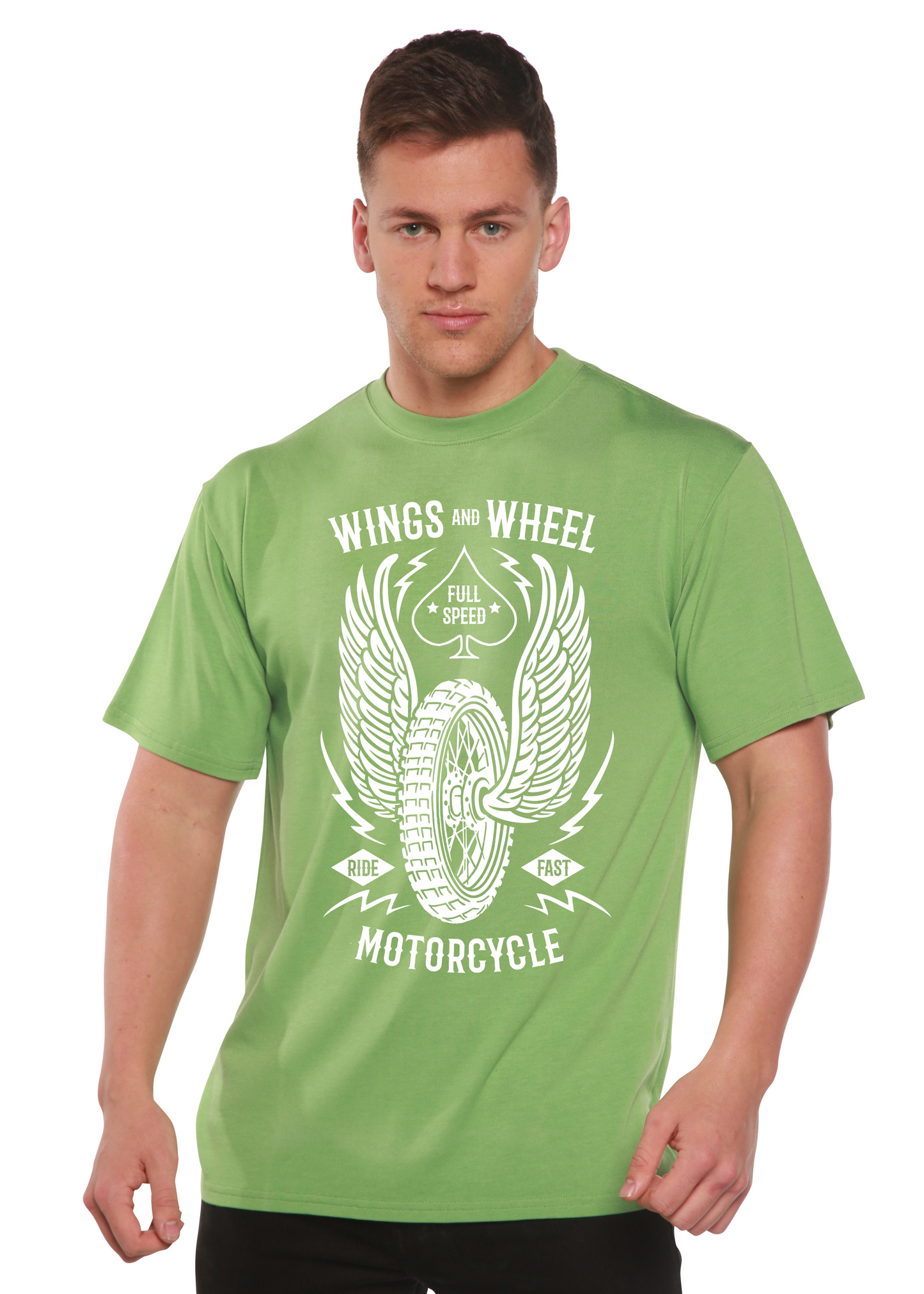 Wings And Wheel Spun Bamboo® Men's Bamboo Viscose/Organic Cotton Short Sleeve Graphic T-Shirt Spun Bamboo