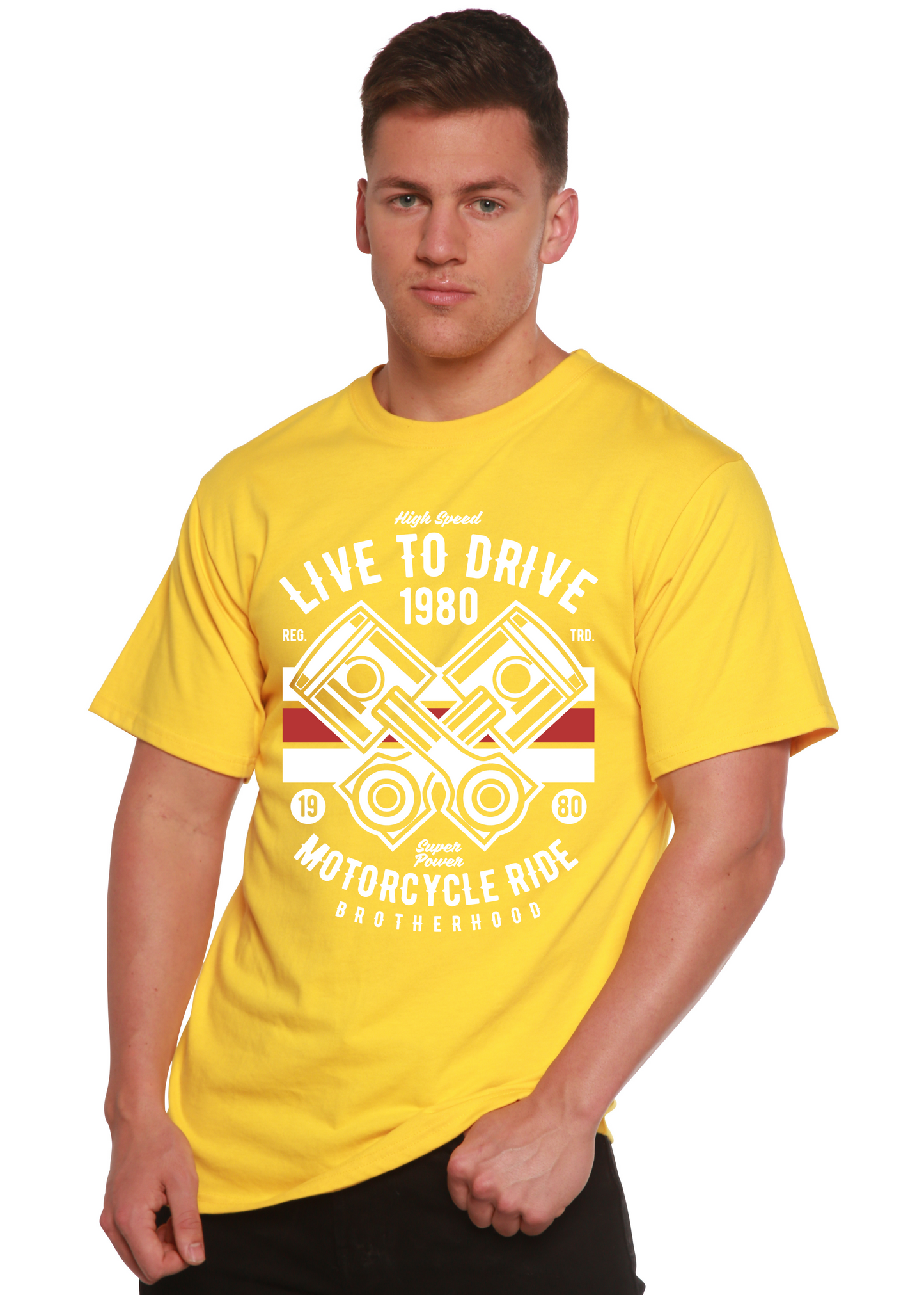 Live To Ride 1980 Men's Bamboo Viscose/Organic Cotton Short Sleeve Graphic T-Shirt Spun Bamboo
