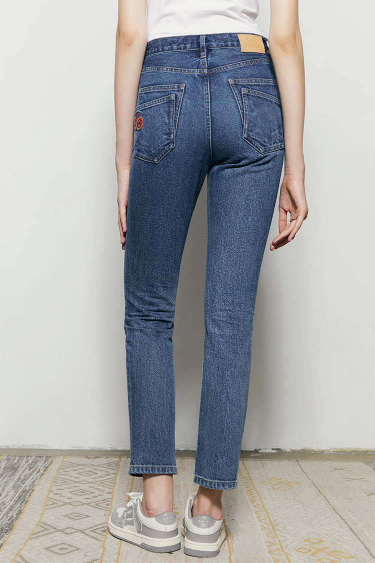 Two Shots High Rise Straight Crop Jeans HJ013 Hey Joanie
