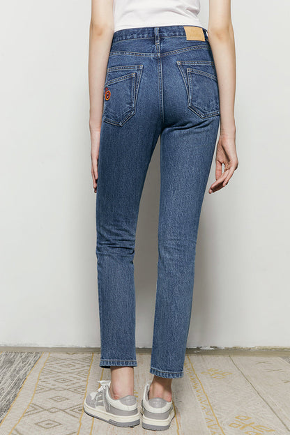Two Shots High Rise Straight Crop Jeans HJ013 Hey Joanie