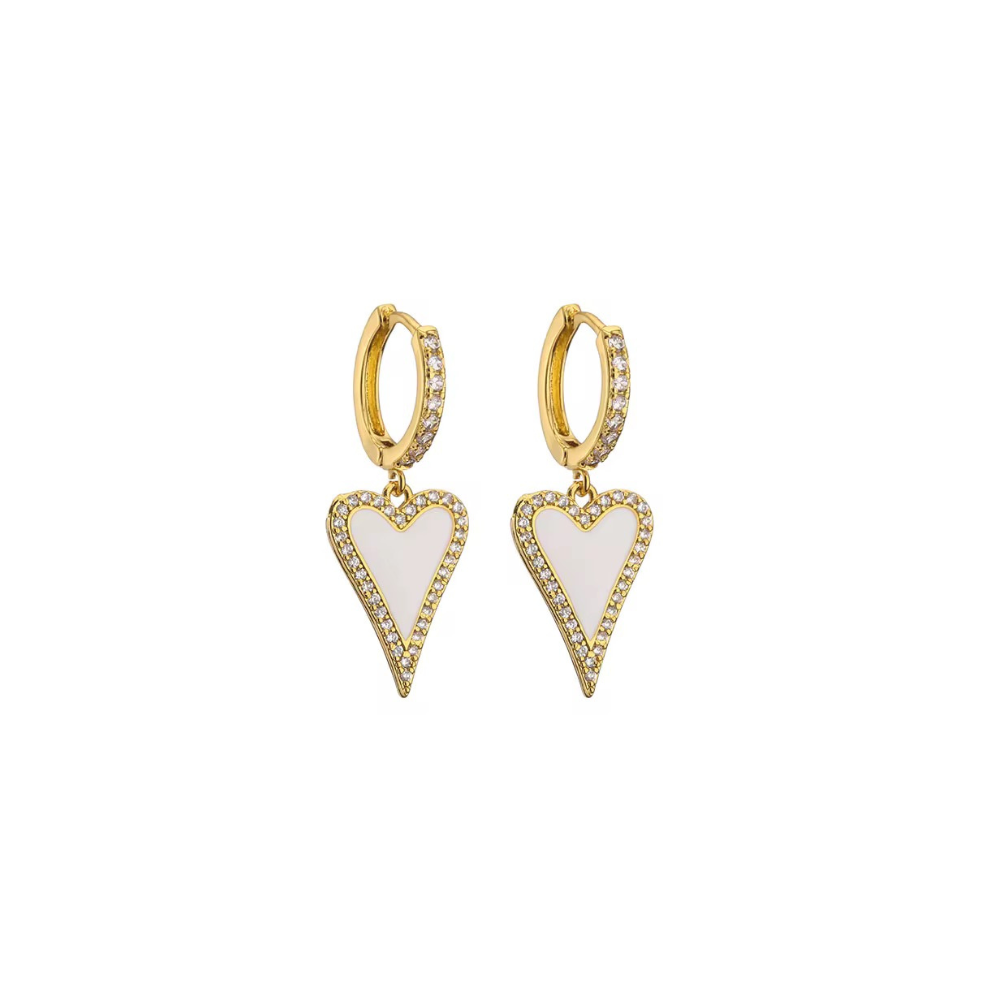 Modern Heart Drop Earrings 18K Gold Non Tarnish Deep South Originals