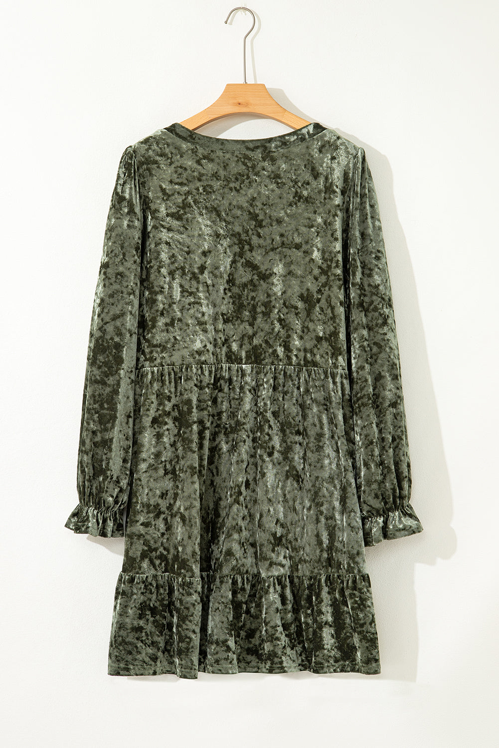 Coffee Plus Size Velvet Babydoll Mini Dress with Puff Sleeve Garden Naked Curves