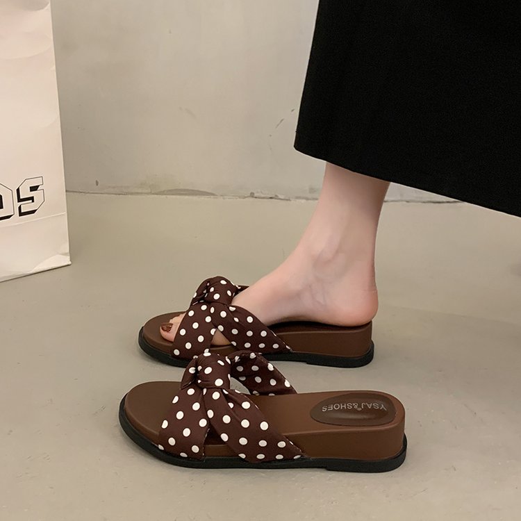 Polka Dot Platform Wedge Sandals – Boho Crisscross Slide FitiqueFit