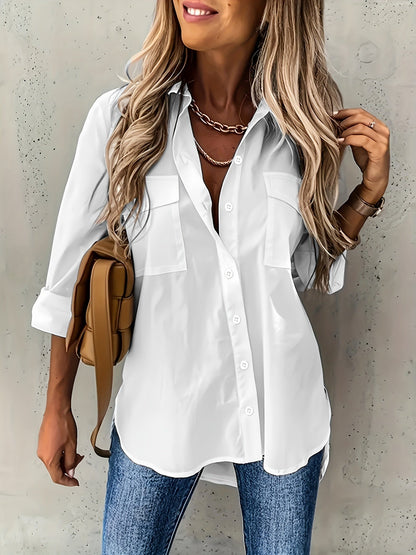 Women’s Casual Long Sleeve Shirt with Pocket FitiqueFit