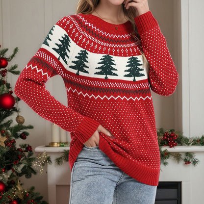 Women's Casual Pine Pattern Sweater FitiqueFit