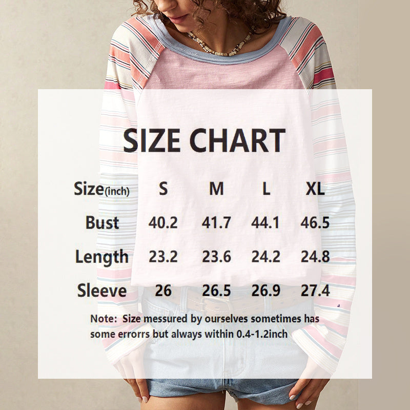 Women's Striped Long Sleeve Top Round Neck Pullover FitiqueFit